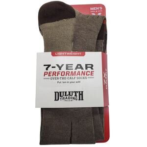 Duluth Trading 7 Year Socks Over the Calf Brown Med 8-9 Lightweight Performance